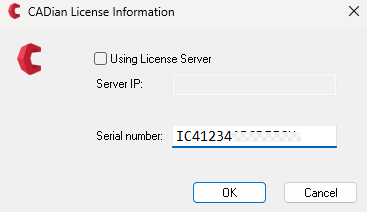 Enter CADian Serial Number