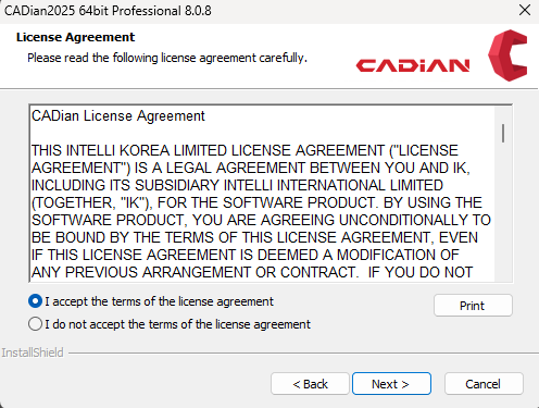 CADian Installation License Agreement