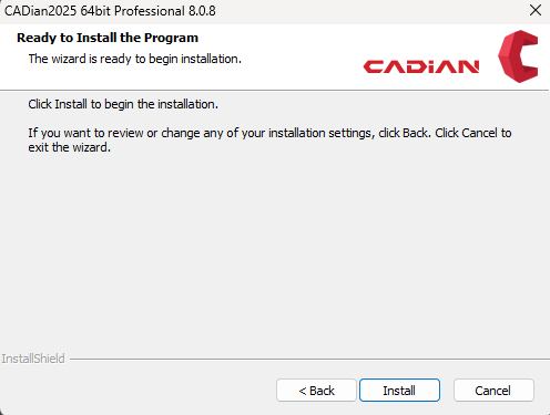 Start CADian Installation Process