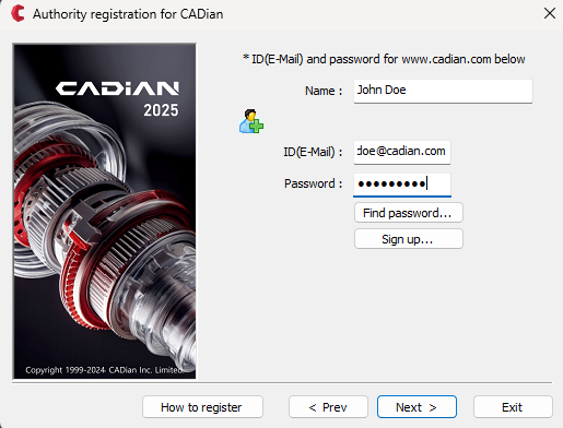 CADian Authority Code Registration - Login