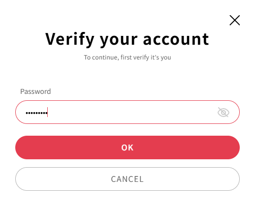 Password confirmation screen for email change