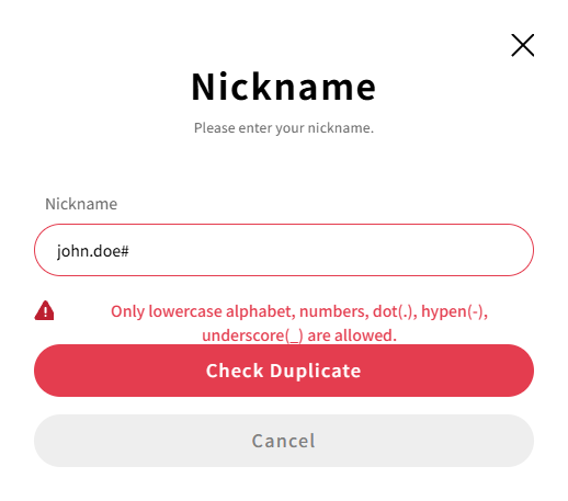 Nickname input error