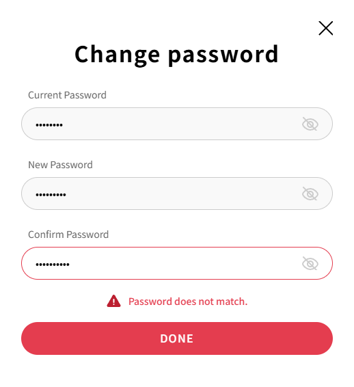 Password change successful screen