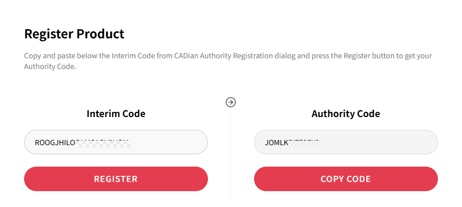 Authority Code issuance screen