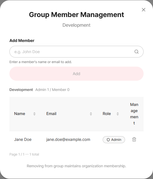 Group member management modal