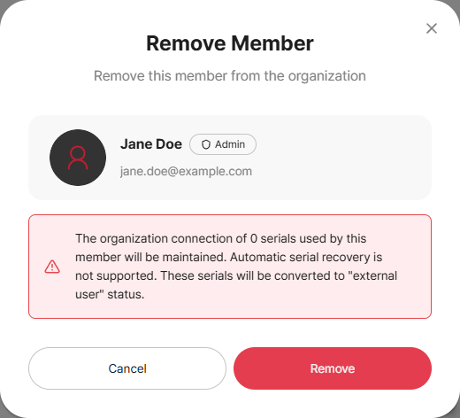 Remove member modal