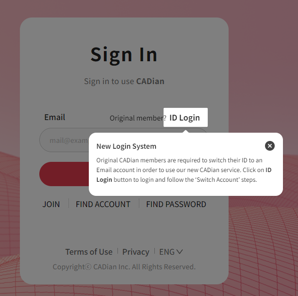 where to find ID login button from sign in page